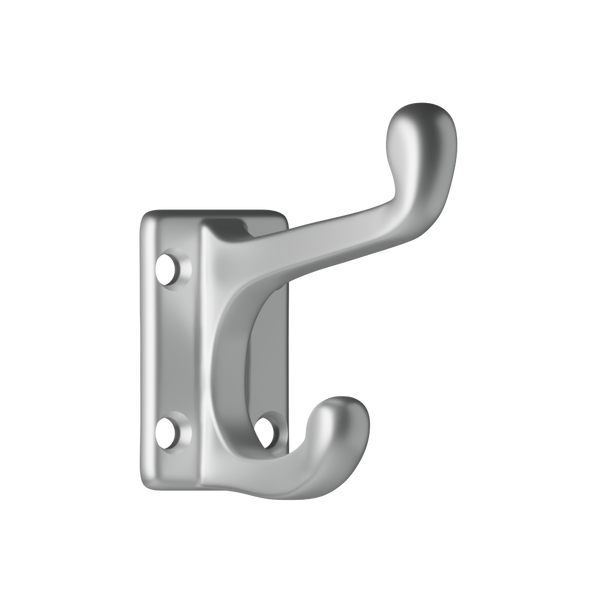Metlam Double Coat Hook In Satin Chrome Plate