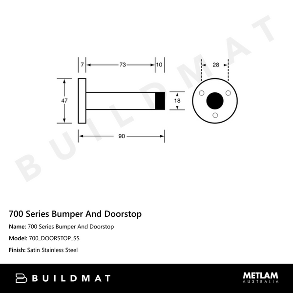 Metlam 700 Series Bumper And Doorstop