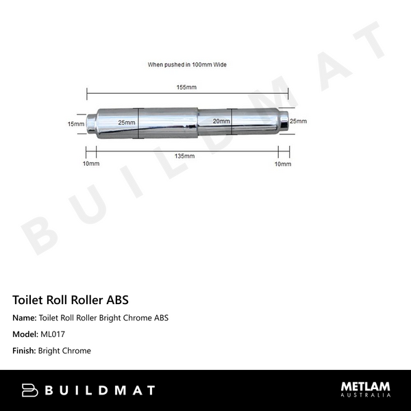 Metlam Toilet Roll Roller Bright Chrome ABS