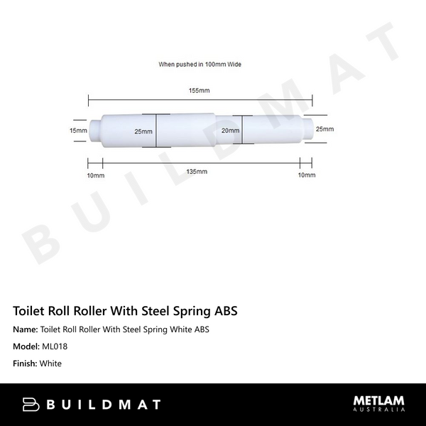 Metlam Toilet Roll Roller With Steel Spring White ABS