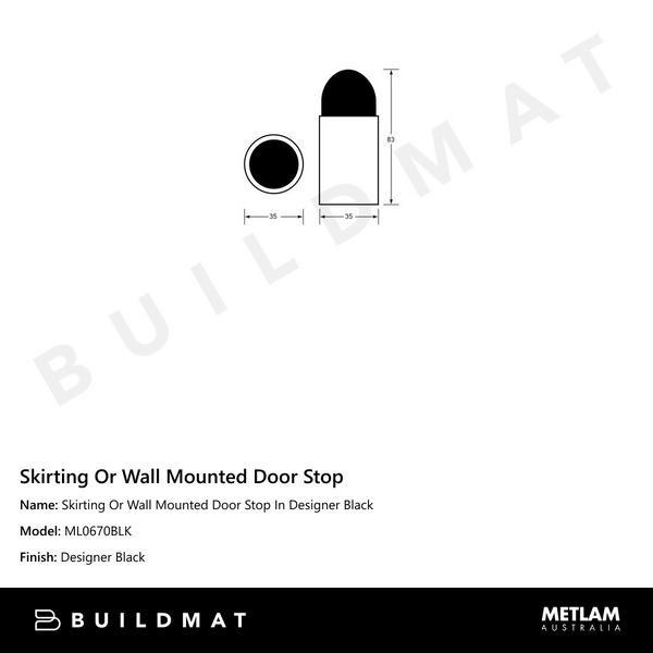 Metlam Wall Mounted Door Stop In Designer Black