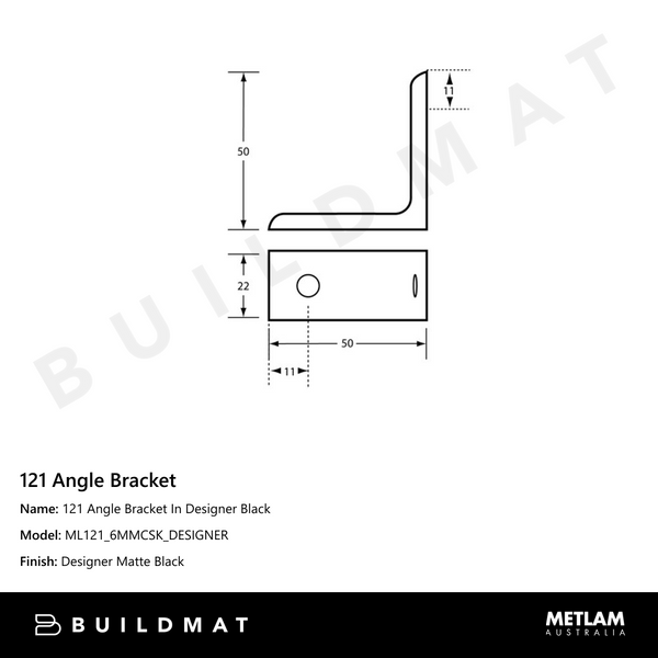Metlam 121 Angle Bracket In Designer Black