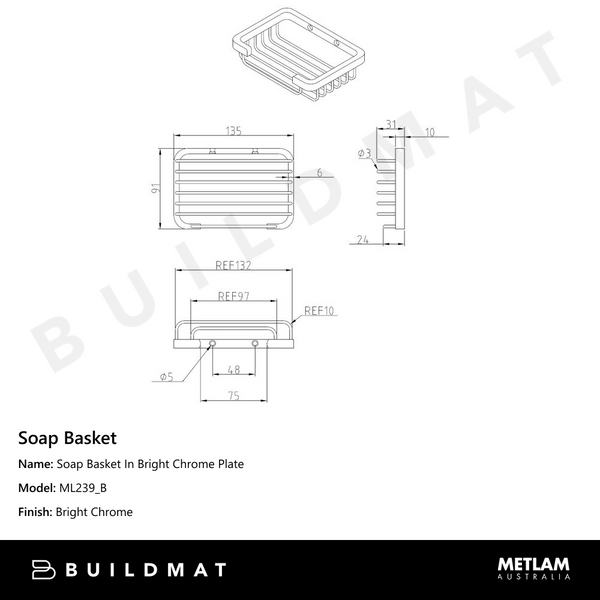 Metlam Soap Basket In Bright Chrome Plate