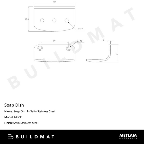 Metlam Soap Dish In Satin Stainless Steel