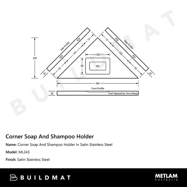 Metlam Corner Soap And Shampoo Holder In Satin Stainless Steel