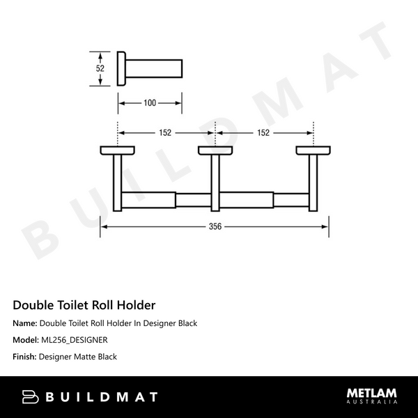 Metlam Double Toilet Roll Holder In Designer Black