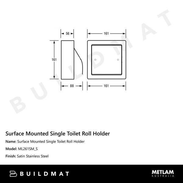 Metlam Surface Mounted Single Toilet Roll Holder