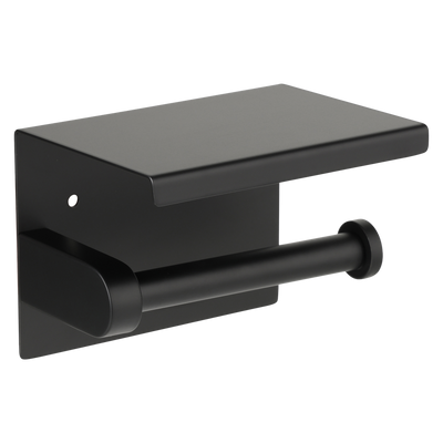 Metlam Single Toilet Roll Holder With Shelf Top In Designer Black