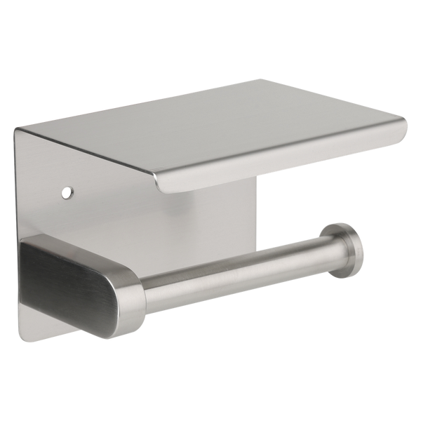 Metlam Single Toilet Roll Holder With Shelf Top In Satin Stainless Steel