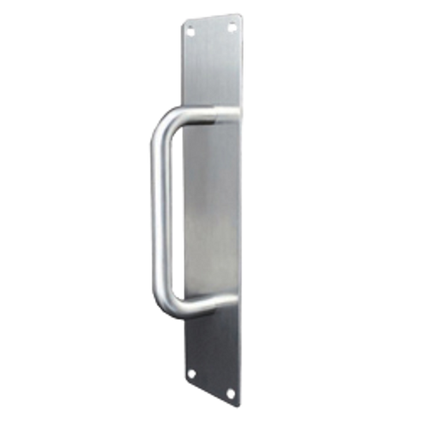 Metlam Pull Handle With Plate In Satin Stainless Steel