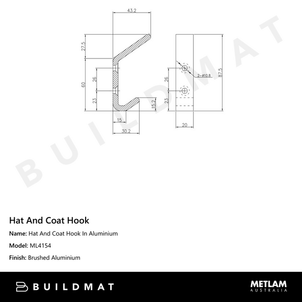 Metlam Hat And Coat Hook In Aluminium