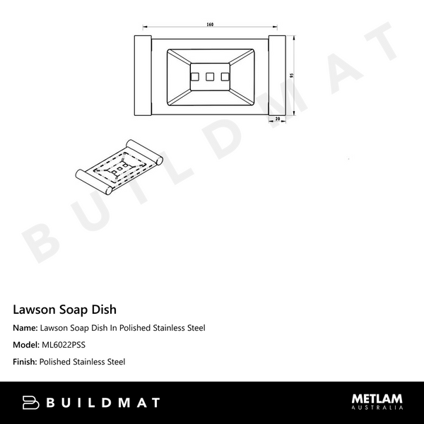 Metlam Lawson Soap Dish In Polished Stainless Steel