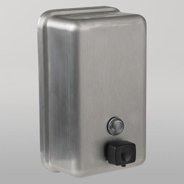 Metlam Vertical Button Pump Soap Dispenser In Satin Stainless Steel