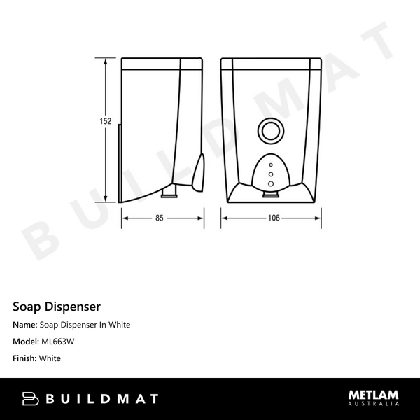 Metlam Soap Dispenser In White