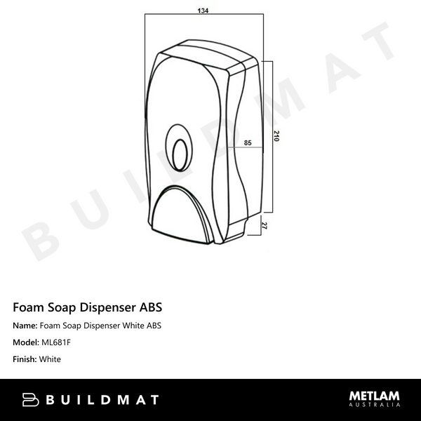 Metlam Foam Soap Dispenser White ABS