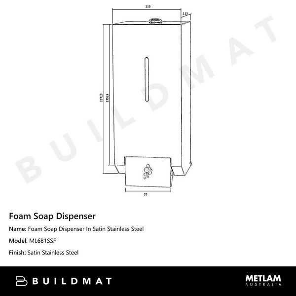 Metlam Foam Soap Dispenser In Satin Stainless Steel