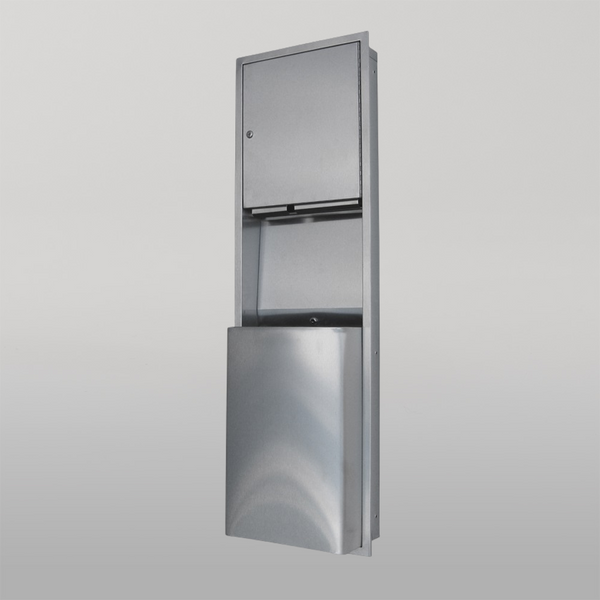 Metlam Paper Towel Dispenser And Waste Receptacle 49L Recessed In Satin Stainless Steel