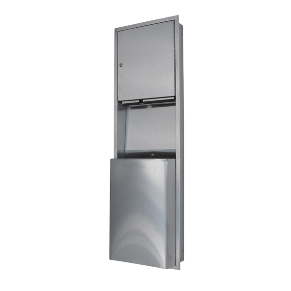 Metlam Paper Towel Dispenser And Waste Receptacle 49L Recessed In Satin Stainless Steel