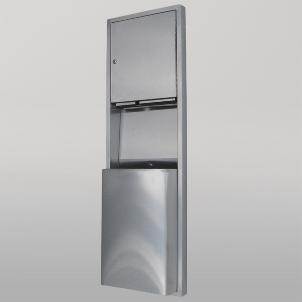 Metlam Paper Towel Dispenser And Waste Receptacle 49L Surface Mounted In Satin Stainless Steel