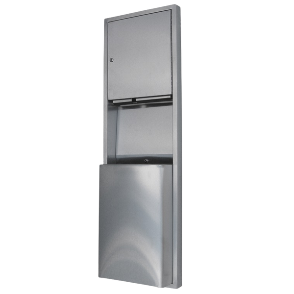 Metlam Paper Towel Dispenser And Waste Receptacle 49L Surface Mounted In Satin Stainless Steel