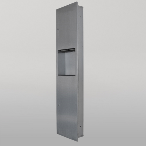 Metlam Paper Towel Dispenser And Waste Receptacle 19L Recessed In Satin Stainless Steel