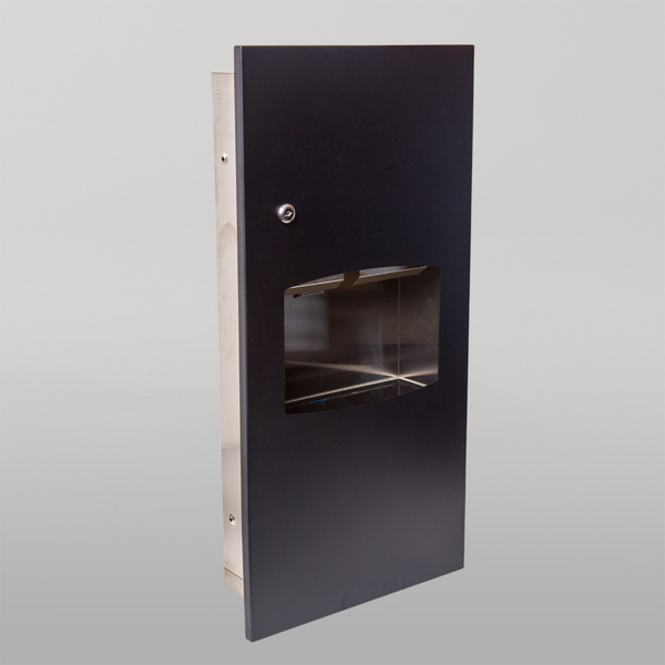 Metlam Paper Towel Dispenser And Waste Receptacle 6.5L Recessed In Designer Black