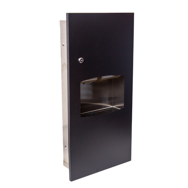 Metlam Paper Towel Dispenser And Waste Receptacle 6.5L Recessed In Designer Black