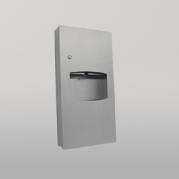 Metlam Paper Towel Dispenser And Waste Receptacle 6.5L Recessed In Satin Stainless Steel