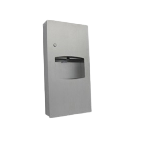 Metlam Paper Towel Dispenser And Waste Receptacle 6.5L Recessed In Satin Stainless Steel