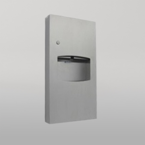 Metlam Paper Towel Dispenser And Waste Receptacle 6.5L Surface Mounted In Satin Stainless Steel