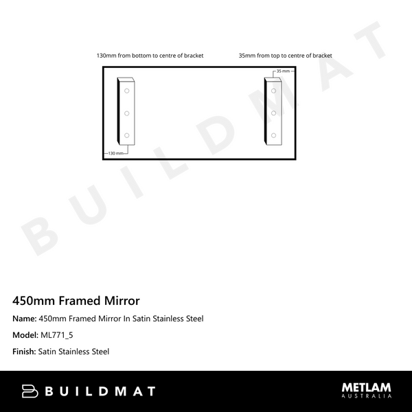 Metlam 450mm Framed Mirror In Satin Stainless Steel