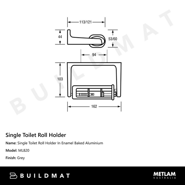 Metlam Single Toilet Roll Holder In Enamel Baked Aluminium