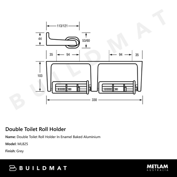 Metlam Double Toilet Roll Holder In Enamel Baked Aluminium