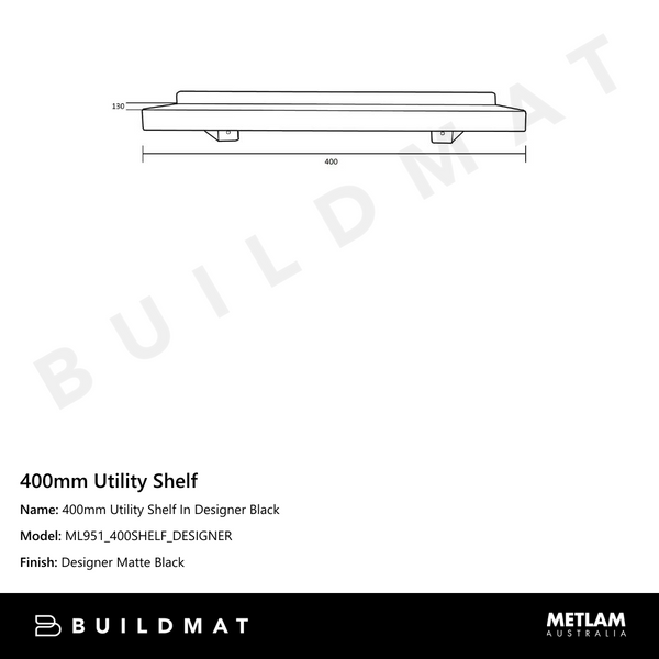 Metlam 400mm Utility Shelf In Designer Black