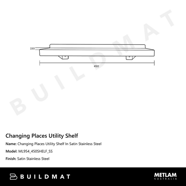 Metlam Changing Places Utility Shelf In Satin Stainless Steel