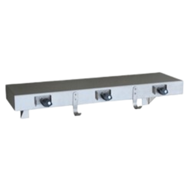 Metlam Utility Shelf With Holders, Hooks And Rail In Satin Stainless Steel