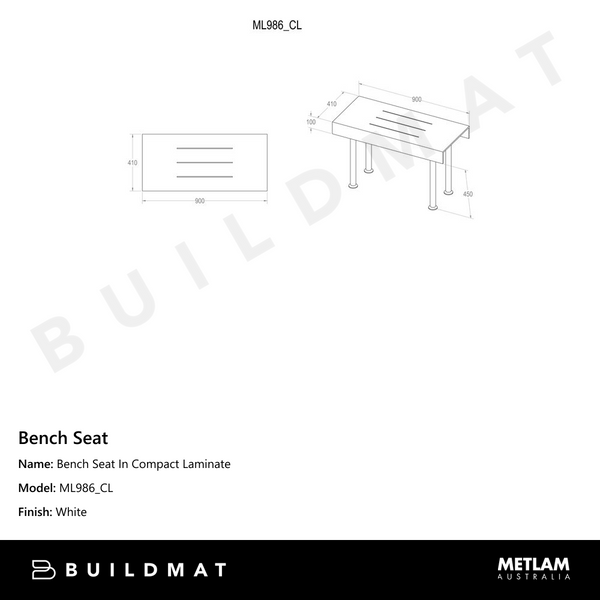 Metlam Bench Seat In Compact Laminate
