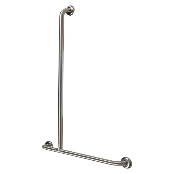 Metlam Offset Flush Mount Shower Grab Rail Left Hand In Satin Stainless Steel