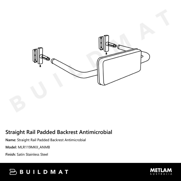 Metlam Straight Rail Padded Backrest Antimicrobial