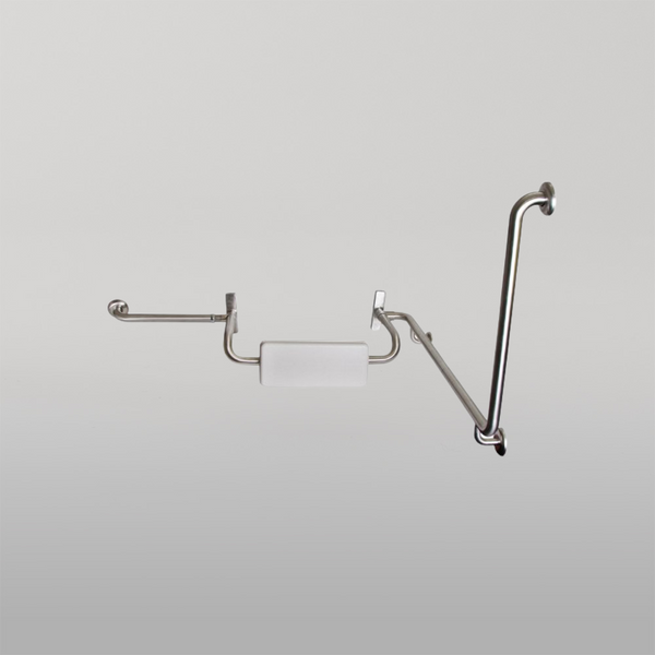 Metlam 90 Degree Grab Rail And Backrest Left Hand Set In Satin Stainless Steel