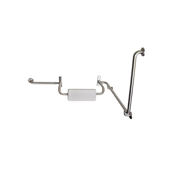Metlam 90 Degree Grab Rail And Backrest Left Hand Set In Satin Stainless Steel