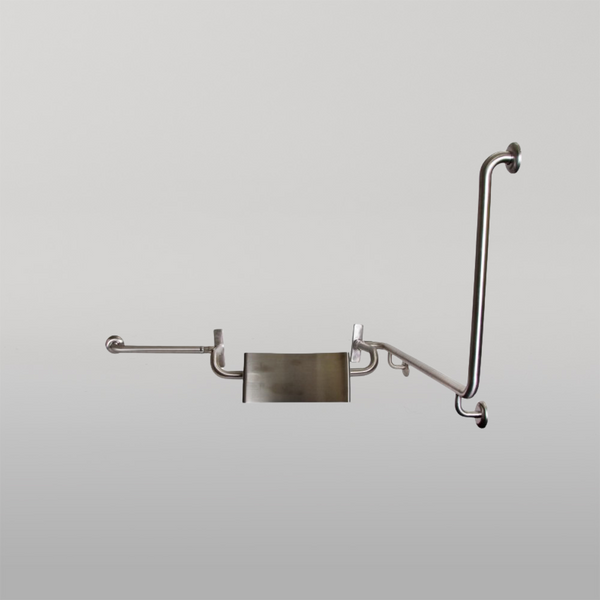 Metlam 90 Degree Grab Rail And Vandal Proof Backrest Set Left Hand In Satin Stainless Steel