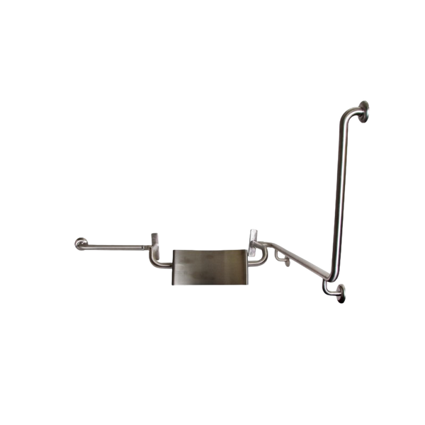 Metlam 90 Degree Grab Rail And Vandal Proof Backrest Set Left Hand In Satin Stainless Steel