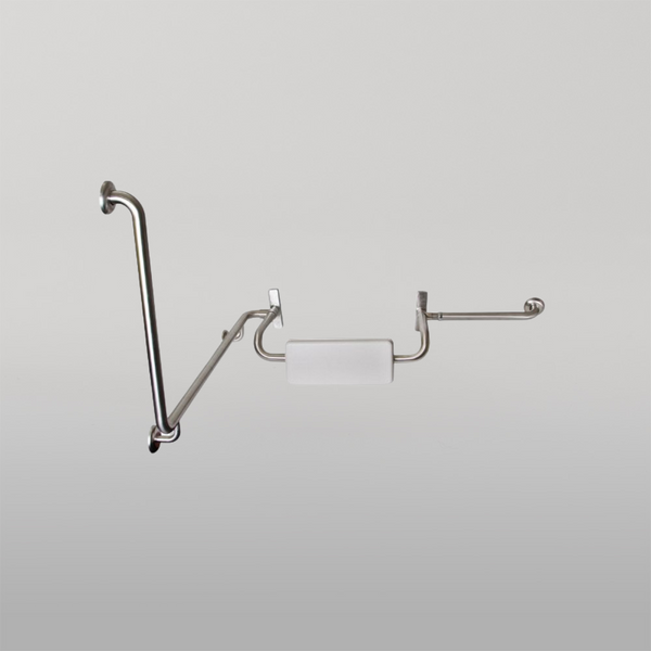 Metlam 90 Degree Grab Rail And Backrest Right Hand Set In Satin Stainless Steel