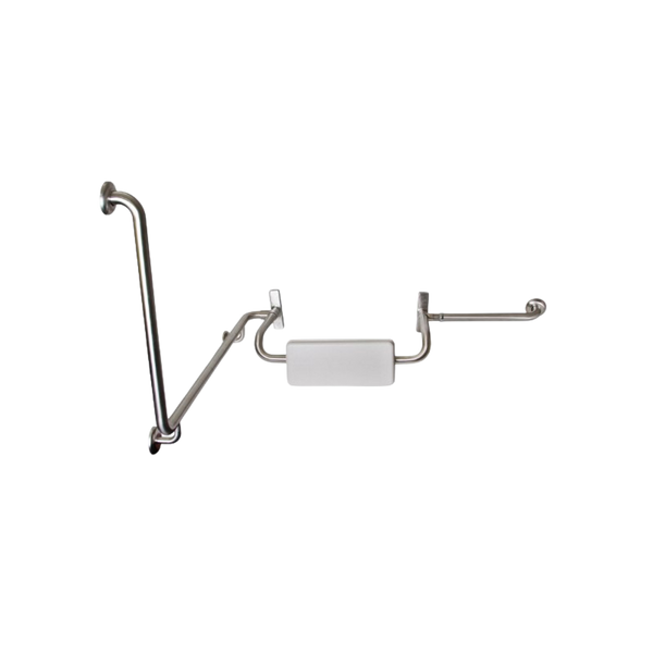 Metlam 90 Degree Grab Rail And Backrest Right Hand Set In Satin Stainless Steel