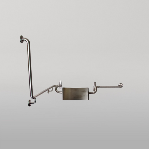 Metlam 90 Degree Grab Rail And Vandal Proof Backrest Set Right Hand In Satin Stainless Steel