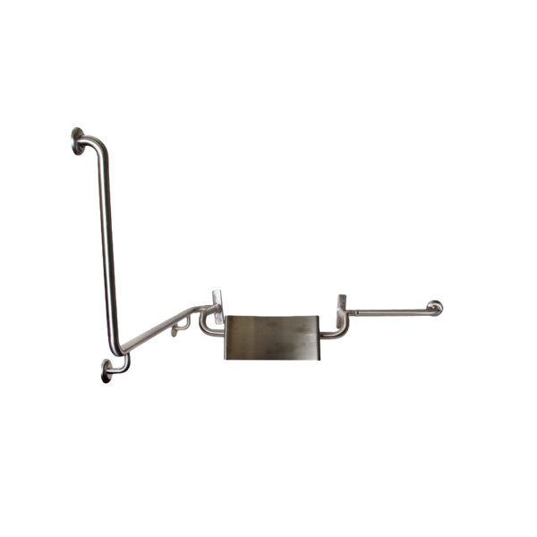 Metlam 90 Degree Grab Rail And Vandal Proof Backrest Set Right Hand In Satin Stainless Steel