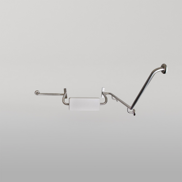 Metlam 40 Degree Grab Rail And Backrest Set Left Hand In Satin Stainless Steel