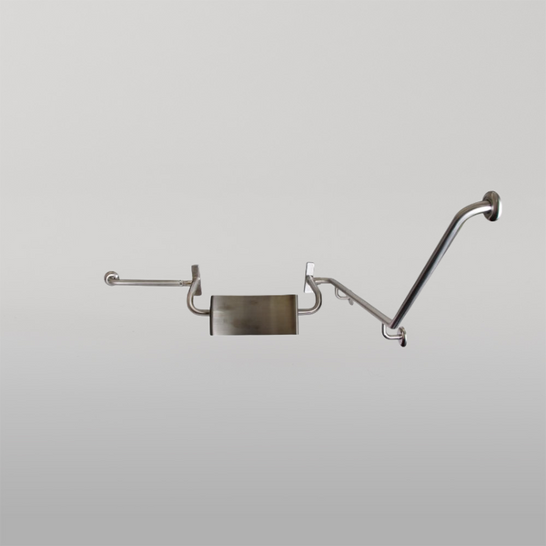 Metlam 40 Degree Grab Rail And Vandal Proof Backrest Set Left Hand In Satin Stainless Steel