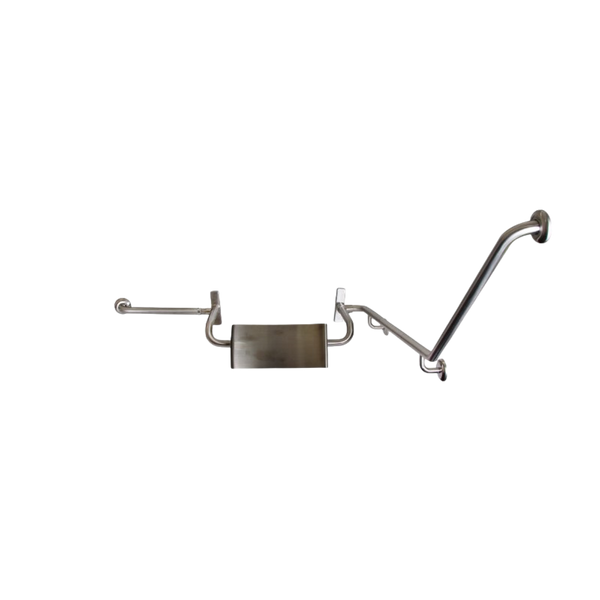 Metlam 40 Degree Grab Rail And Vandal Proof Backrest Set Left Hand In Satin Stainless Steel